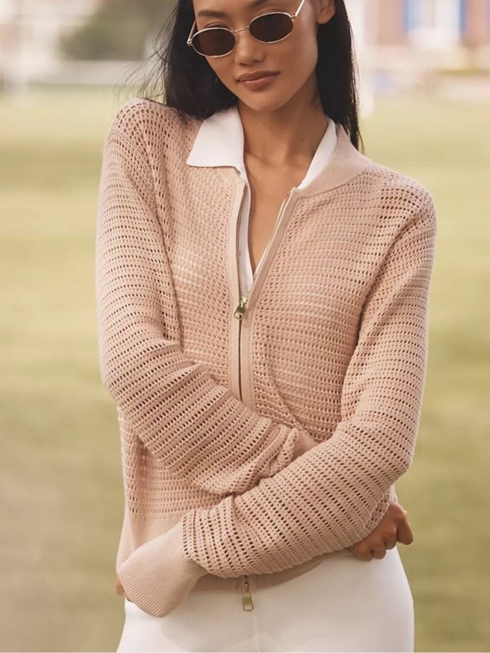 NWT Varley Lai Lightweight Knit Jacket Moon Size Large